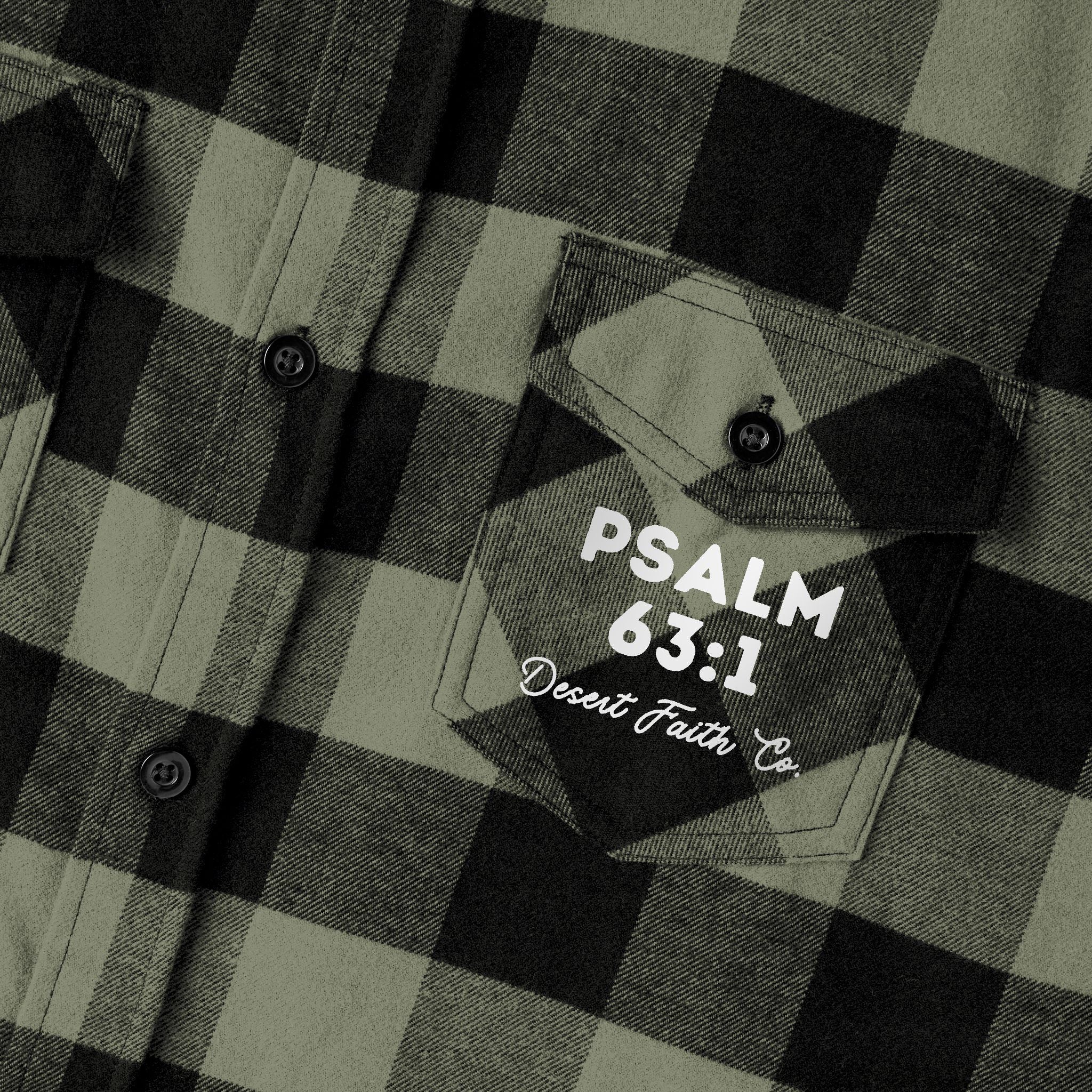 My Soul Thirsts for Him – Psalm 63:1 Green & Black Buffalo Plaid Christian Shirt