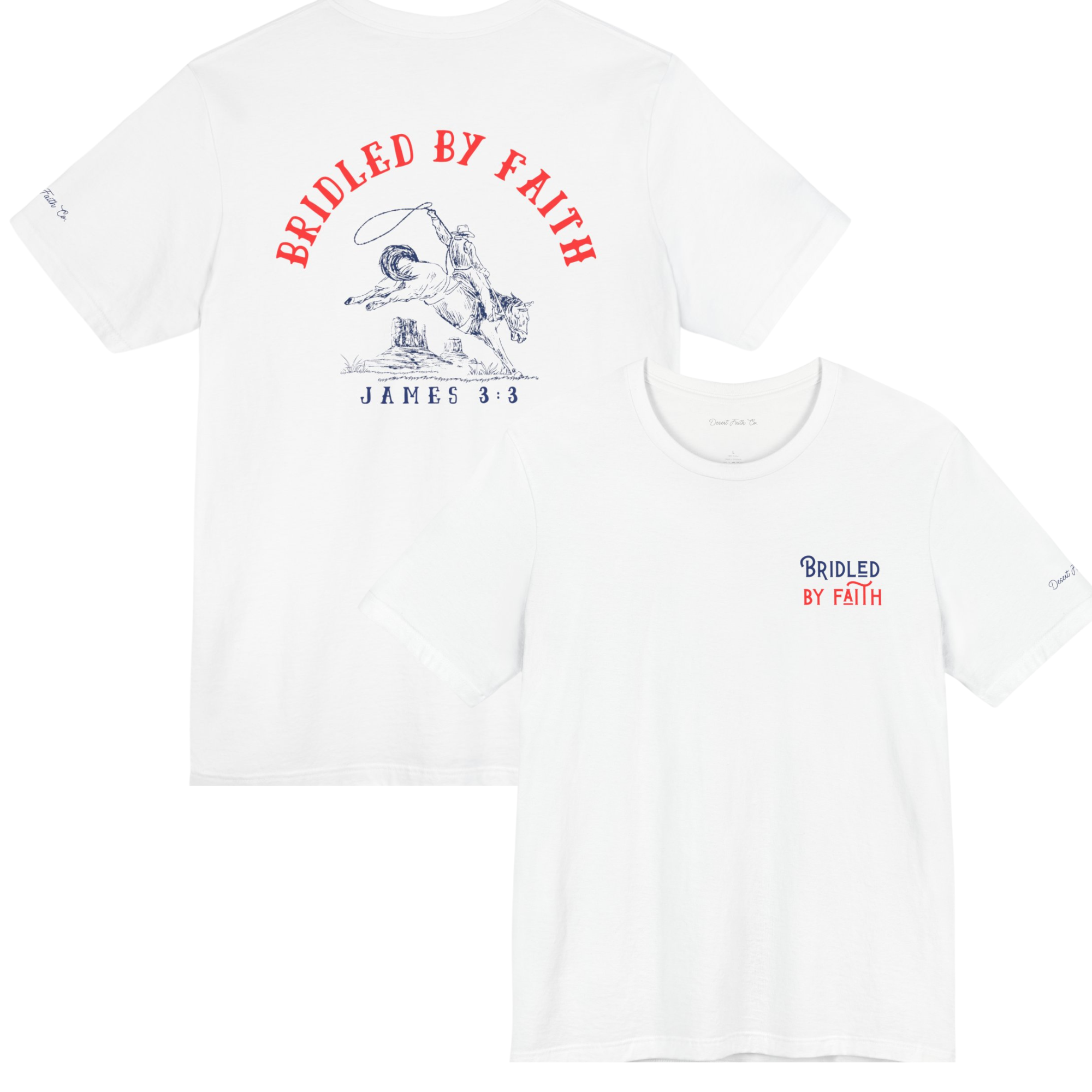 White James 3:3 Bridled by Faith Western Christian T-Shirt Desert Faith co