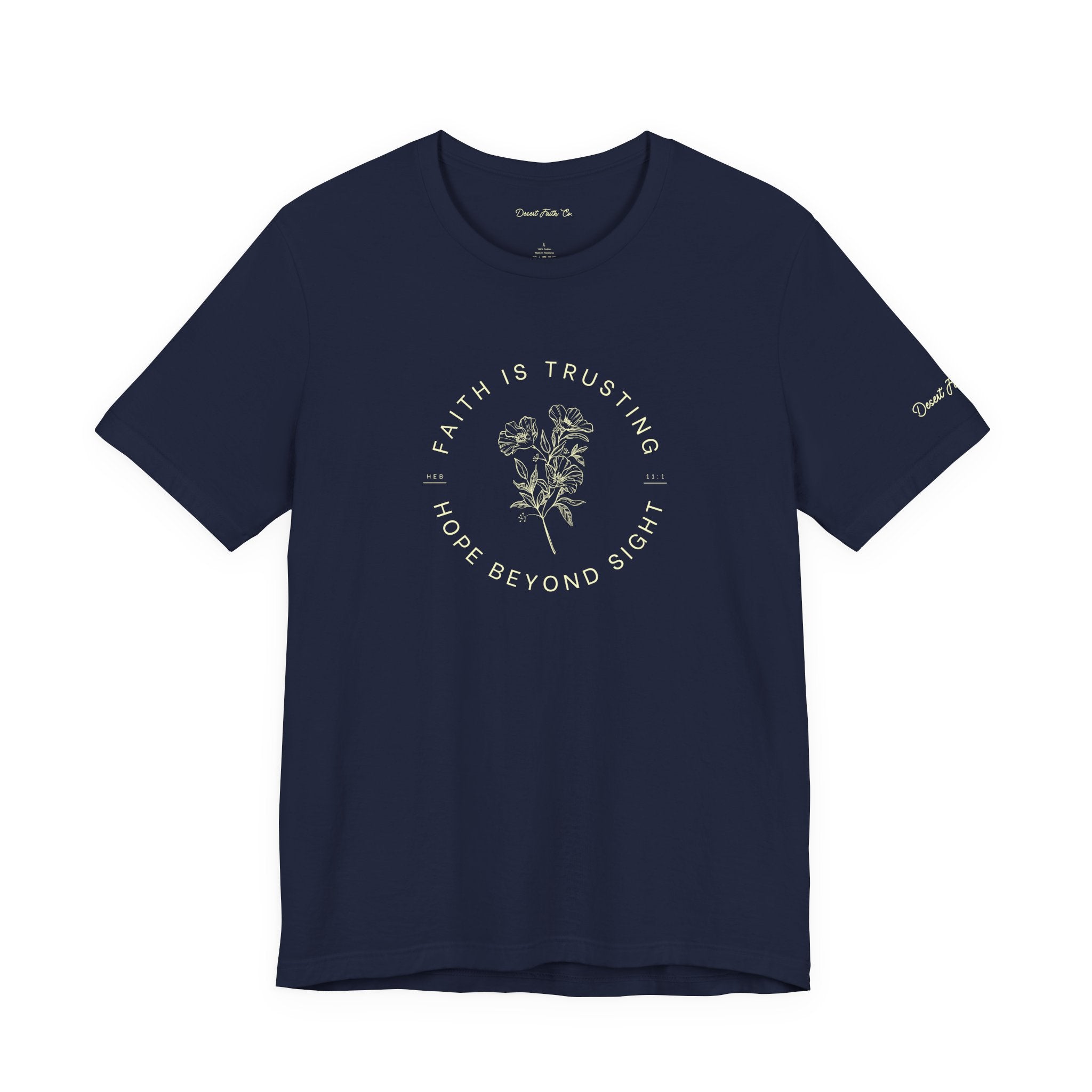 navy Faith Is Trusting – Hebrews 11:1 Christian T-Shirt