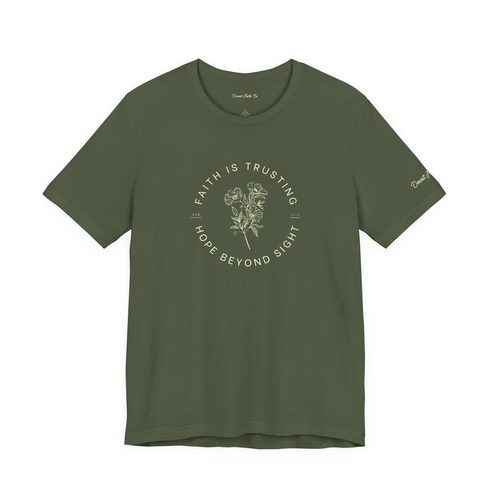 olive Faith Is Trusting – Hebrews 11:1 Christian T-Shirt