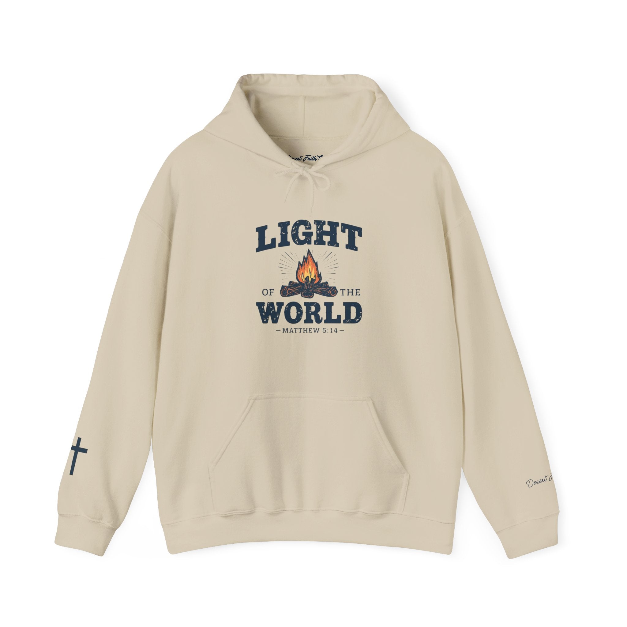 beige Light of the World Hoodie – Matthew 5:14 Christian Printed Hoodie