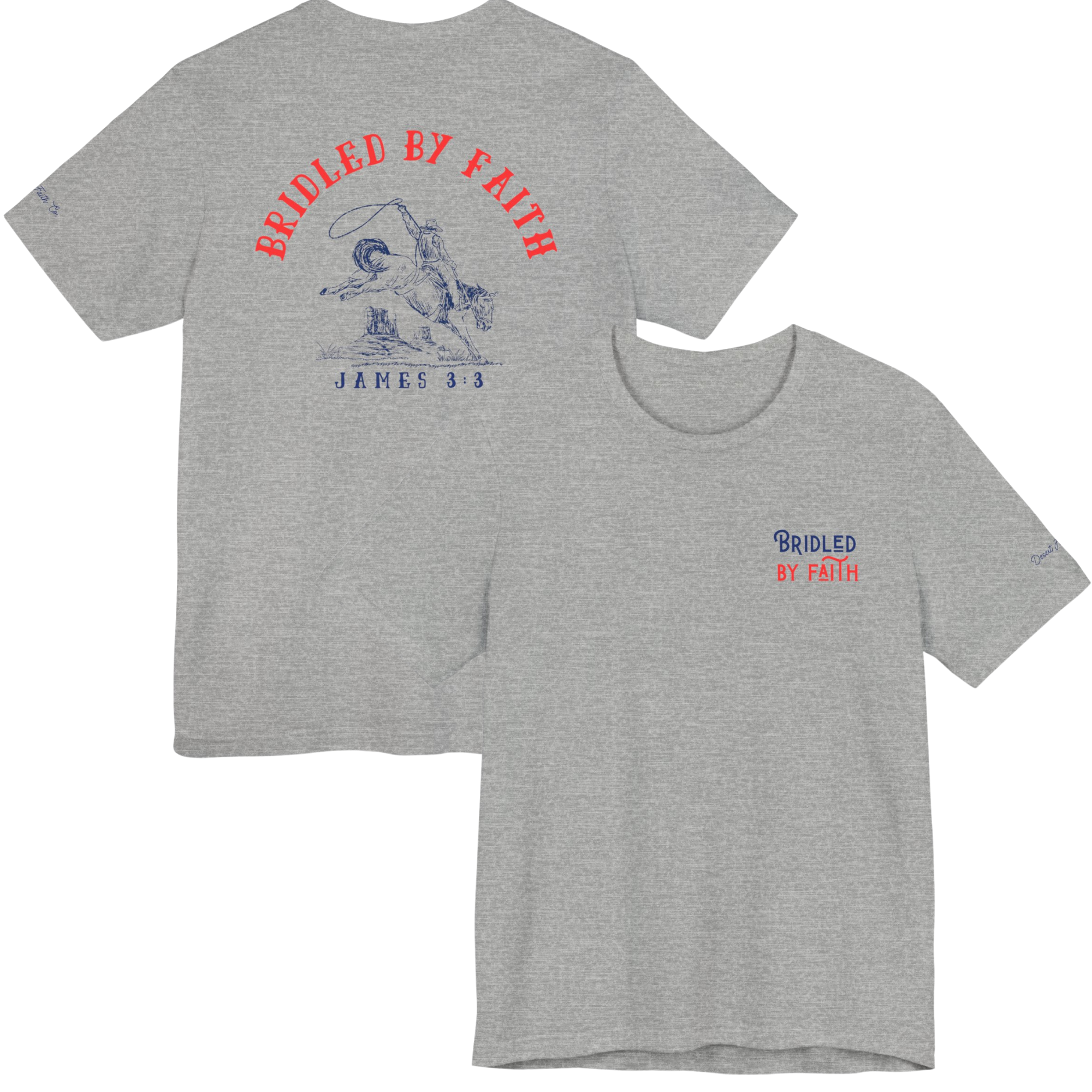Grey James 3:3 Bridled by Faith Western Christian T-Shirt Desert Faith co