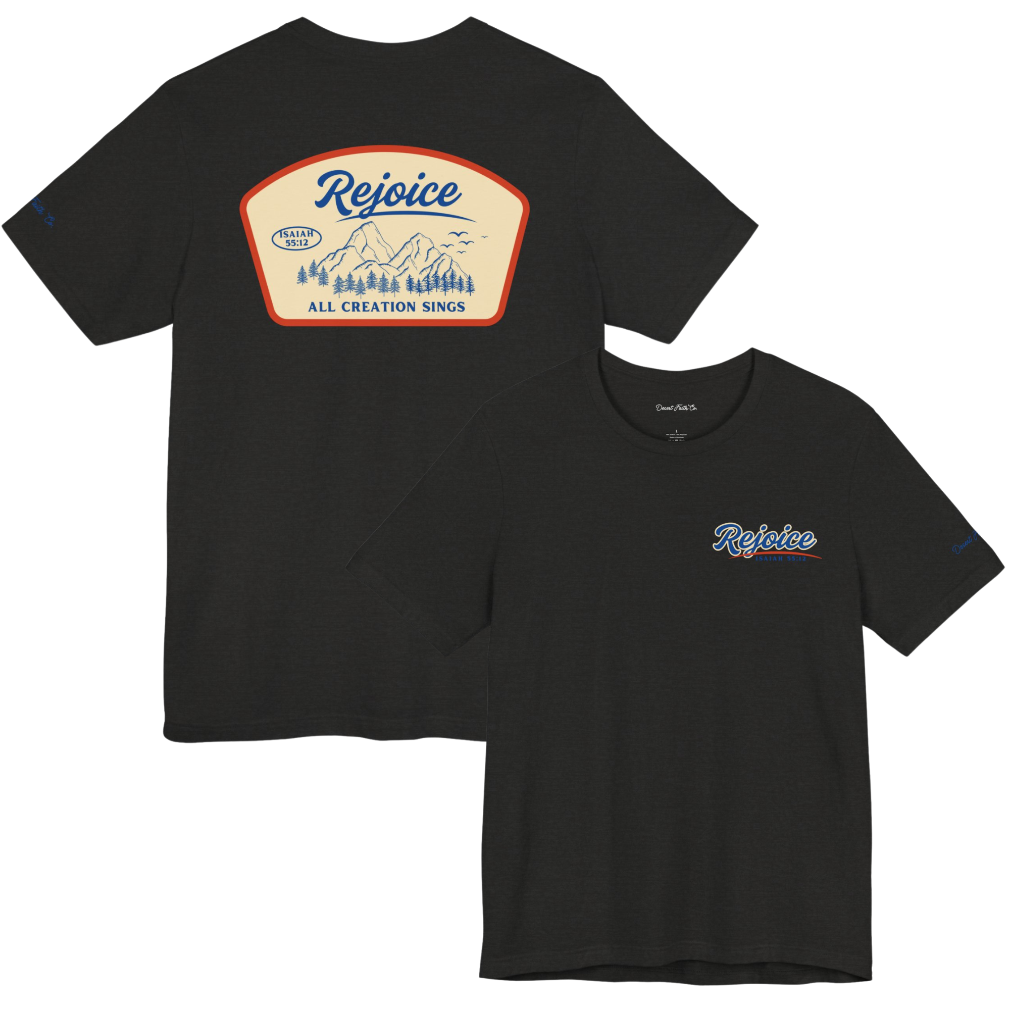 black Rejoice All Creation - Isaiah 55:12 Christian T-Shirt Desert Faith Co.
