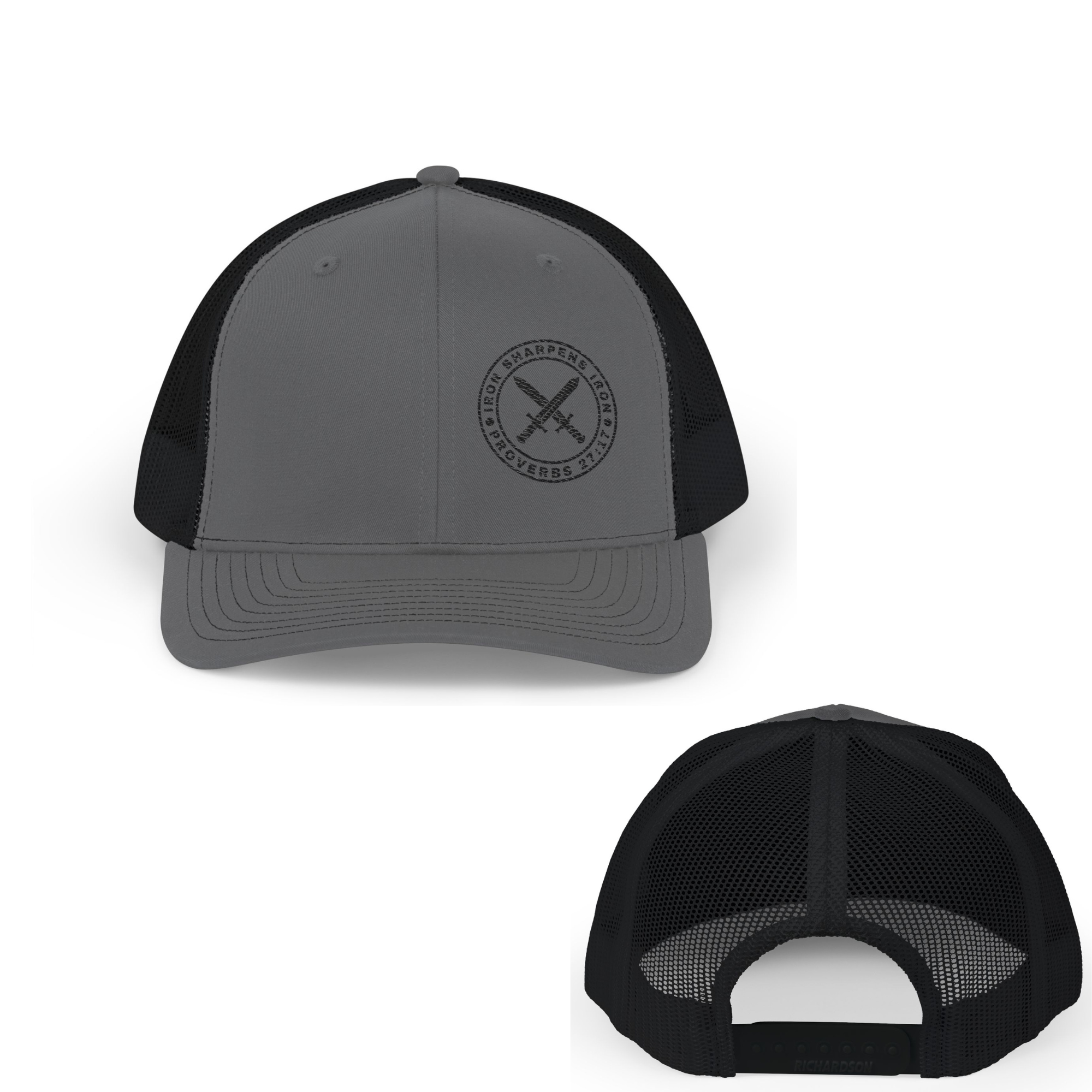 Iron Sharpens Iron - Proverbs 27:17 Embroidered Christian trucker hat
