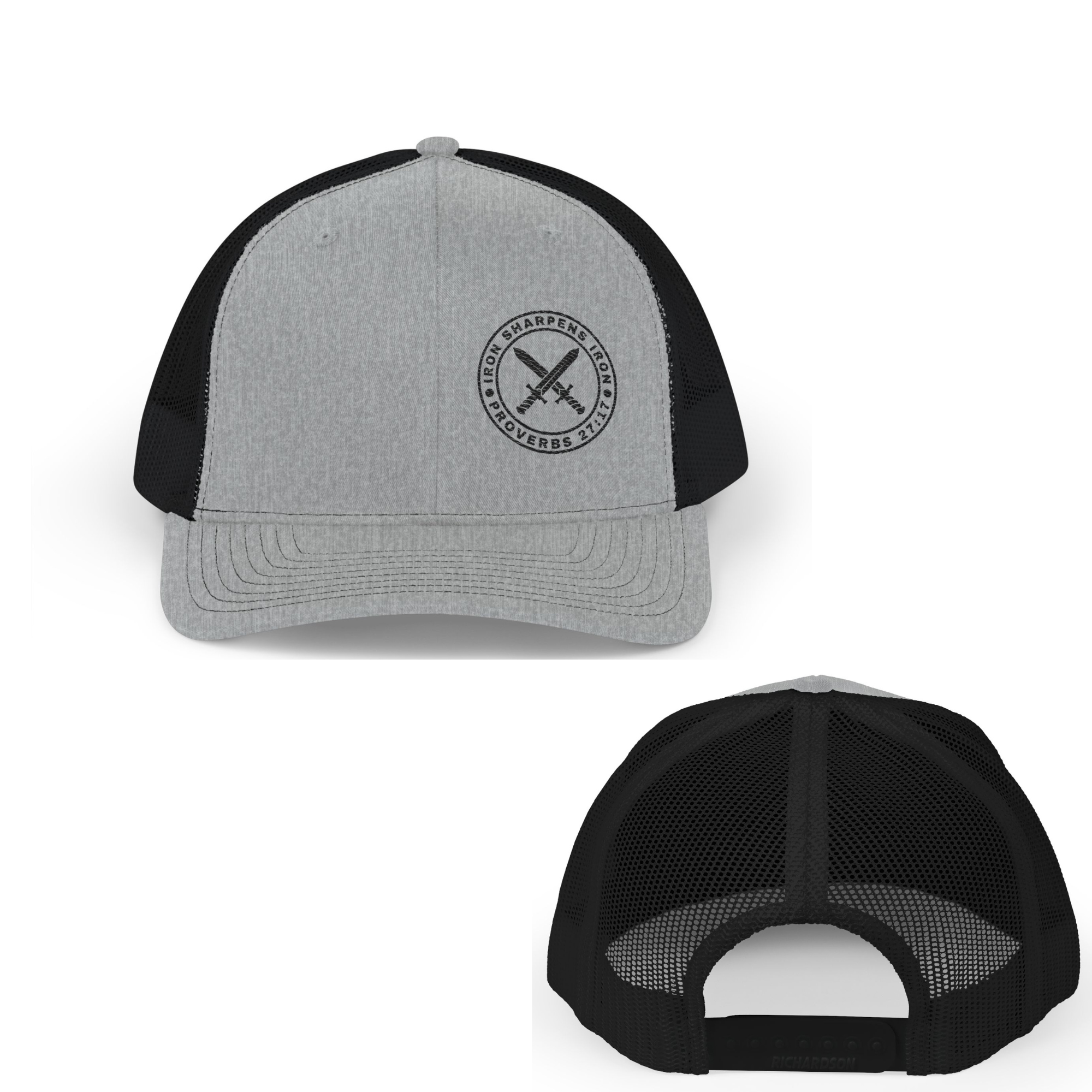 Iron Sharpens Iron - Proverbs 27:17 Embroidered Christian trucker hat