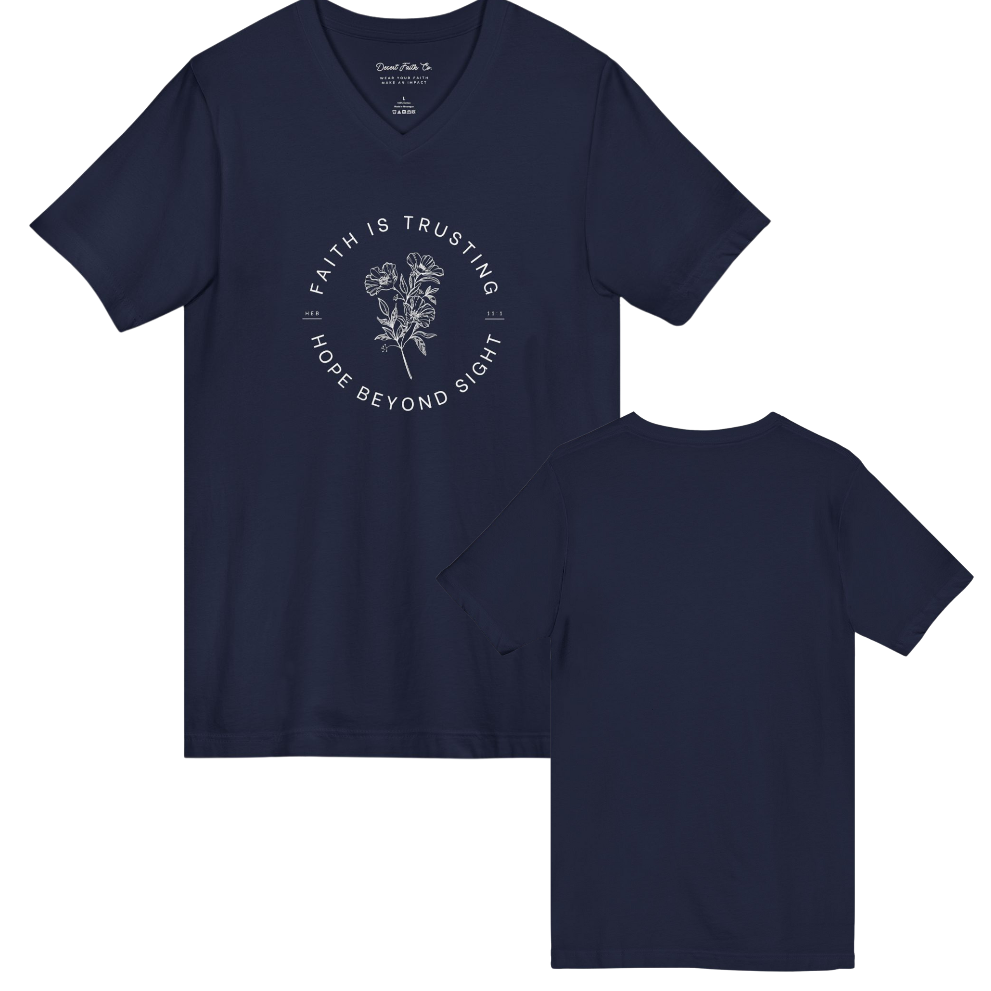 Faith Is Trusting Hebrews 11:1 Women's V-Neck Tee