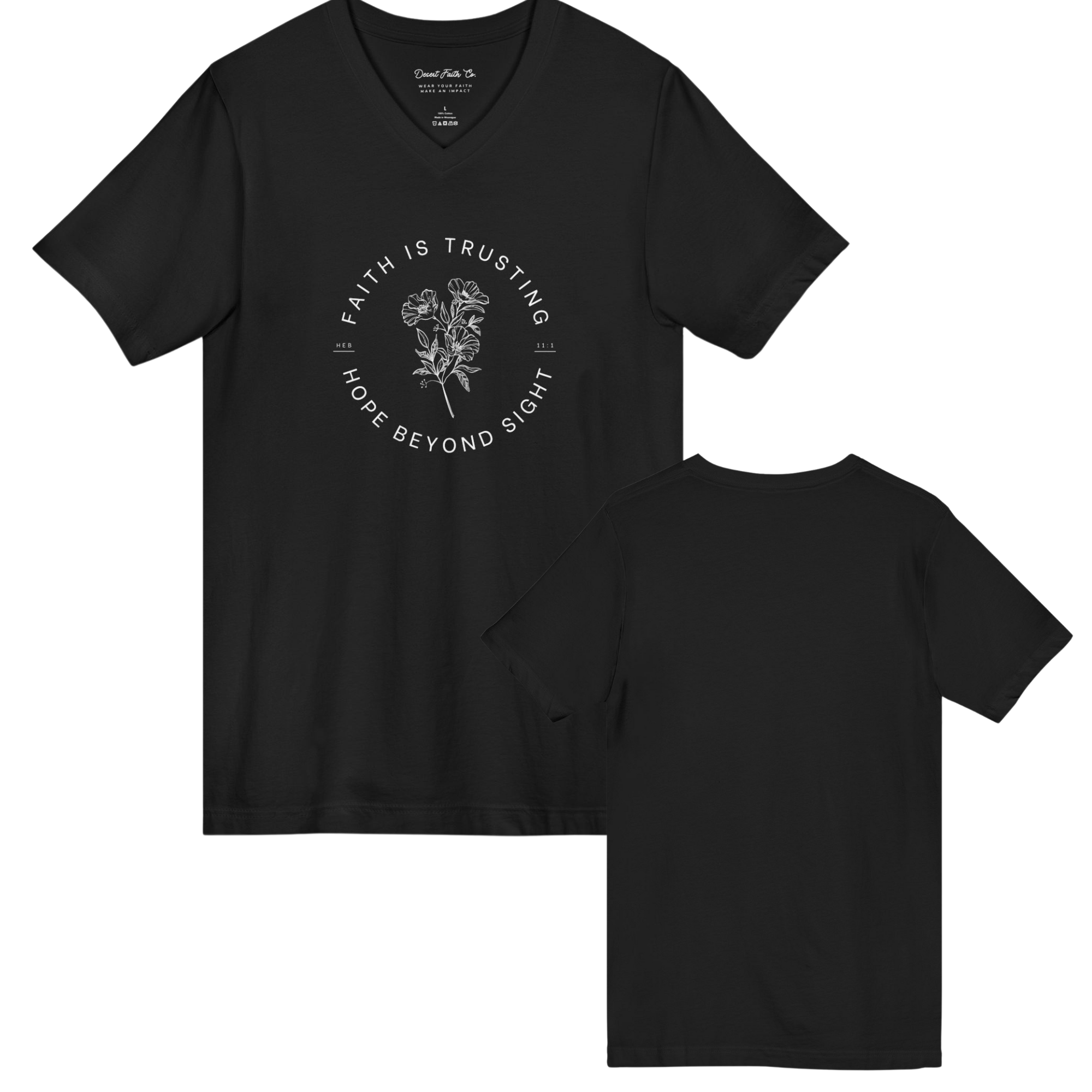 Faith Is Trusting Hebrews 11:1 Women's V-Neck Tee