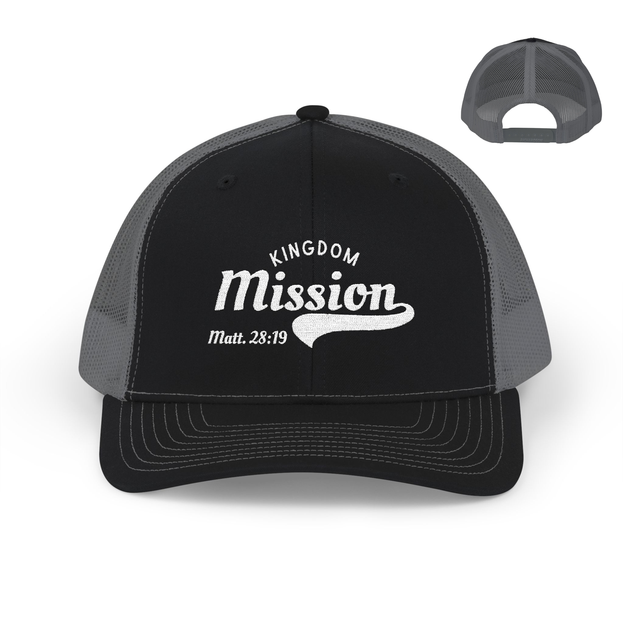 Kingdom Mission Embroidered Trucker Cap - Christian Scripture Matt. 28:19 Snapback