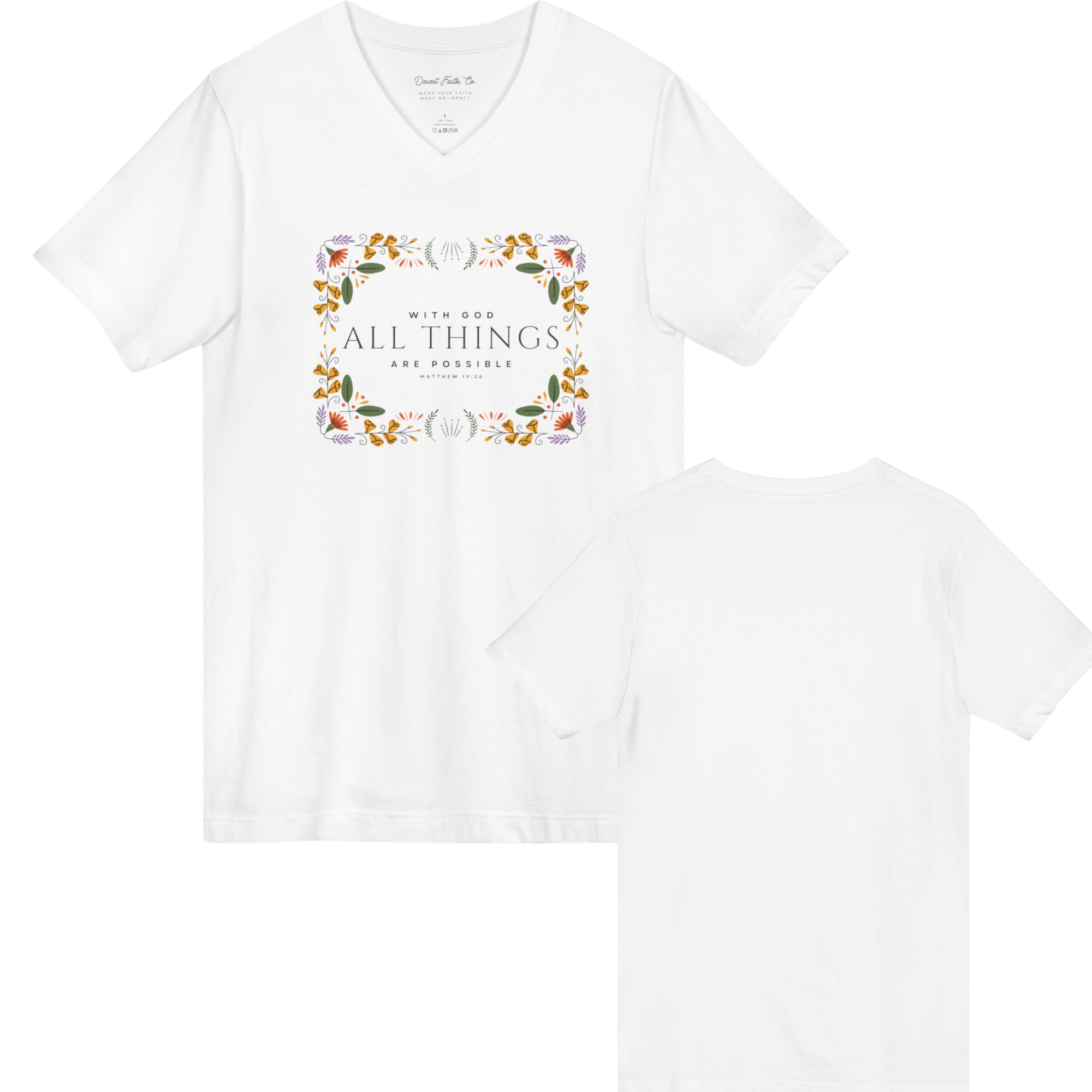 All Things Are possible matthew 19:26 Womens Christian V-Neck Tee