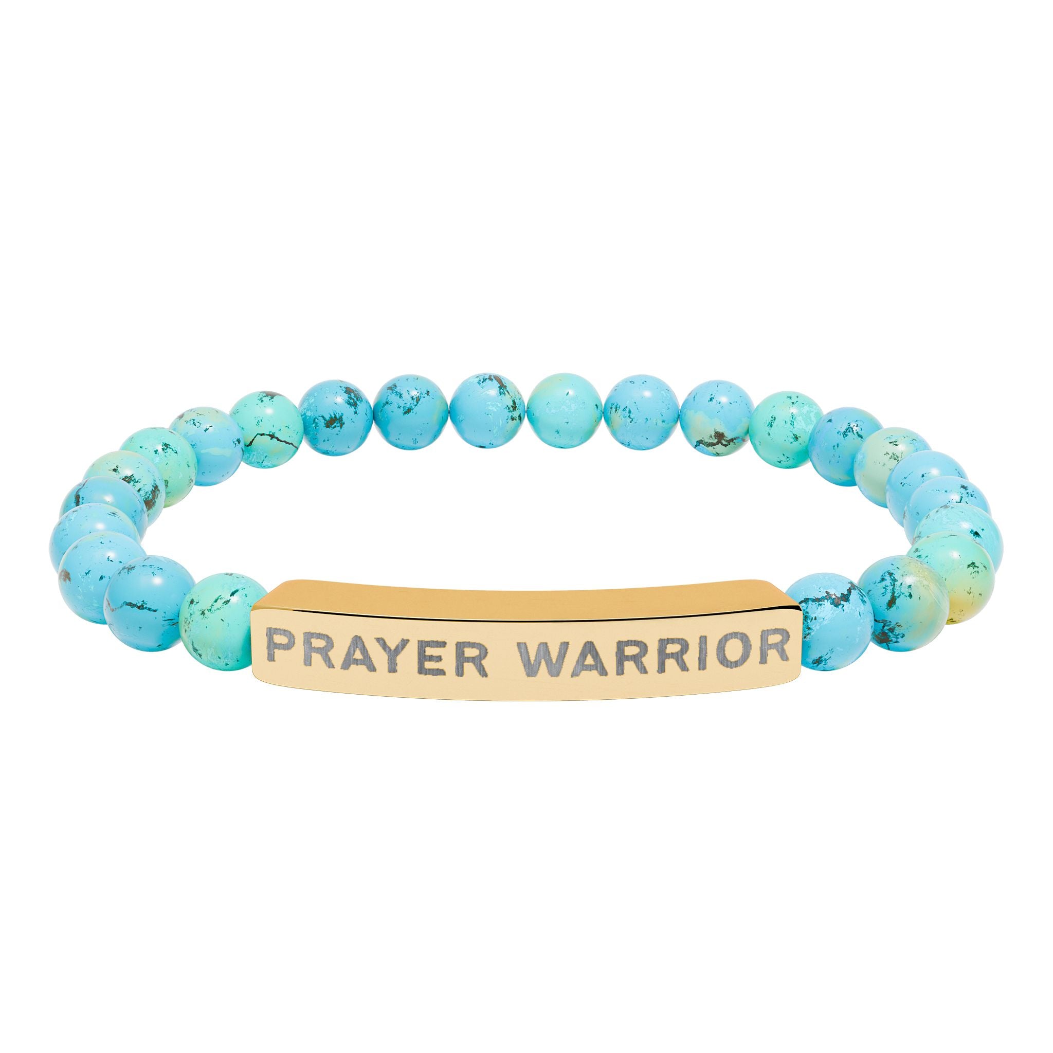 Prayer Warrior Bracelet - Sea-Glass Blue Natural Stone Stretch Bracelet