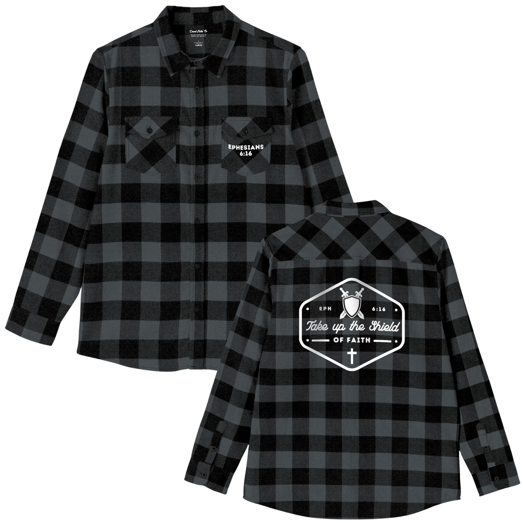Shield of Faith -Ephesians 6:16 Dark Grey & Black Flannel