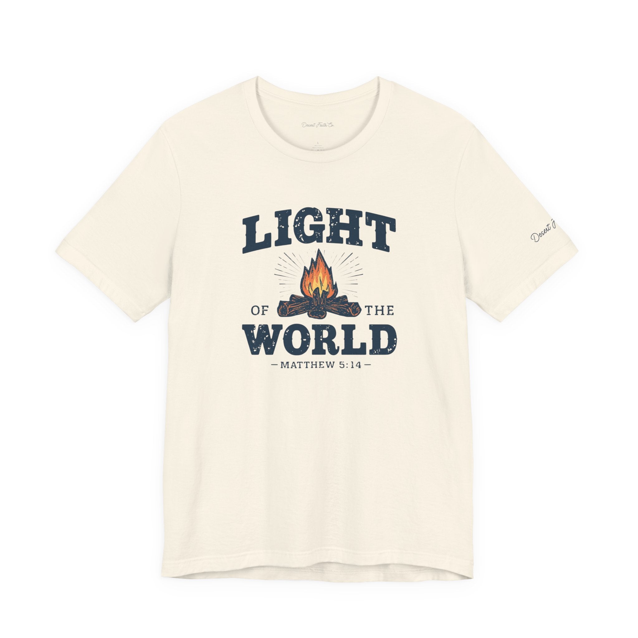 beige Light of the World – Matthew 5:14 Christian T-Shirt