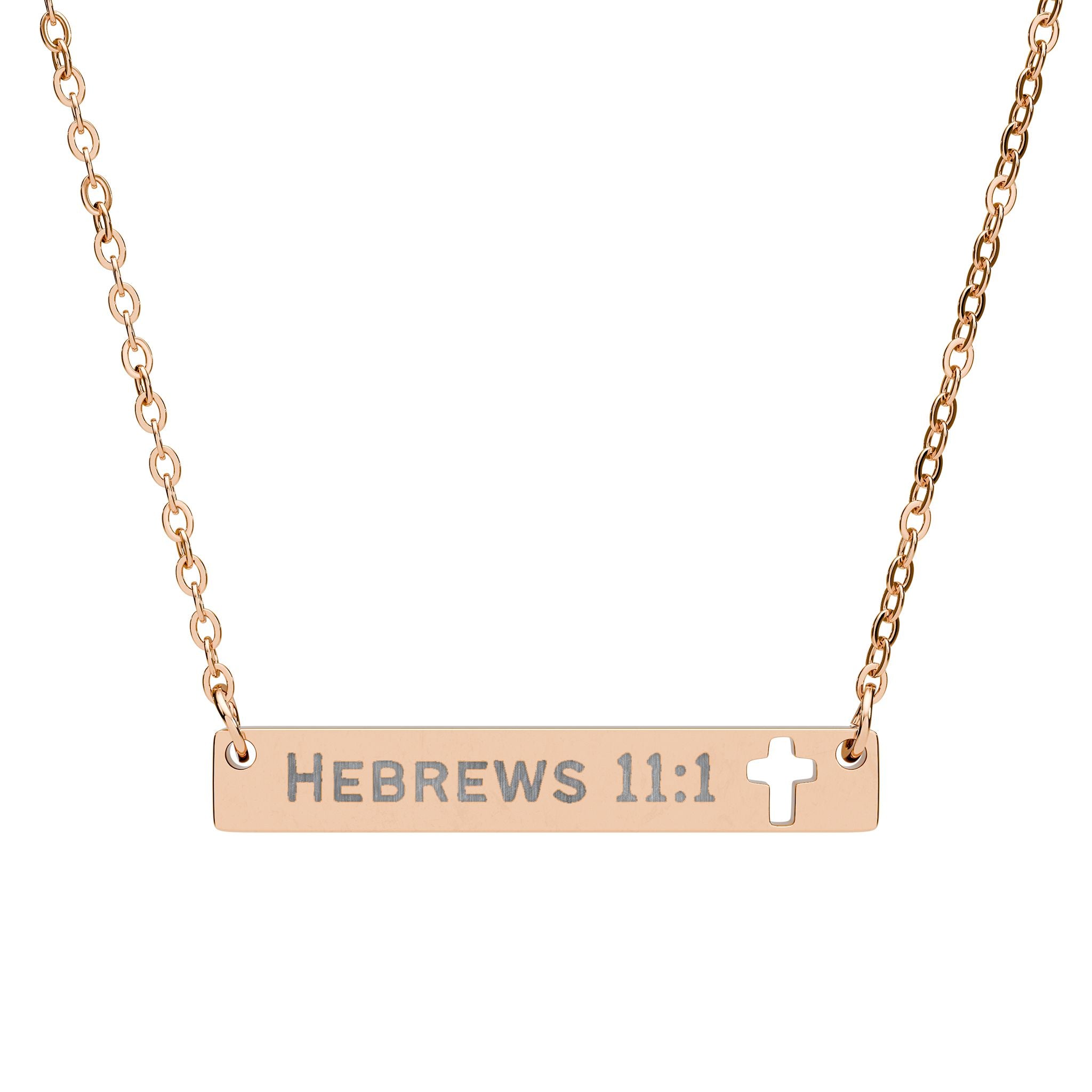 Faith Over Sight - Hebrews 11:1 Engraved Cross Necklace