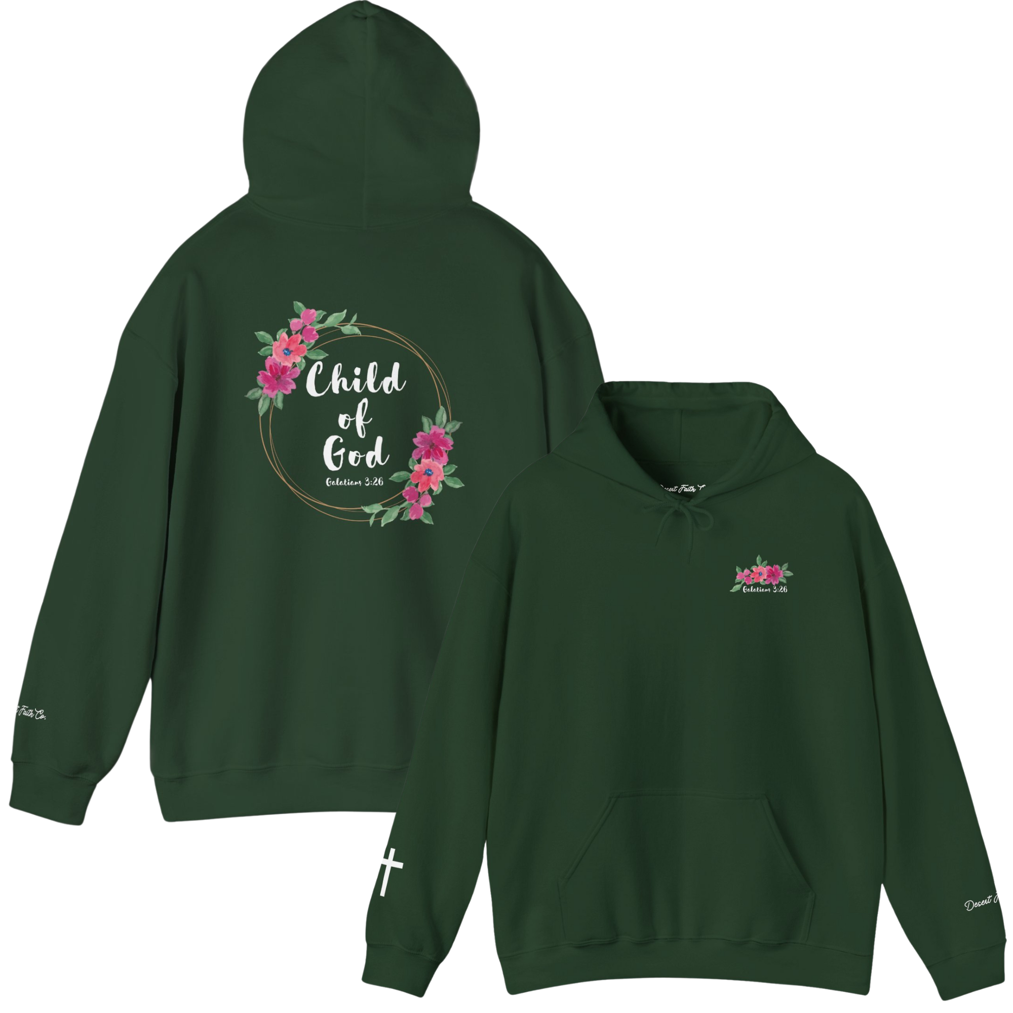 Green Child of God - Galatians 3:26 Christian Printed Hoodie