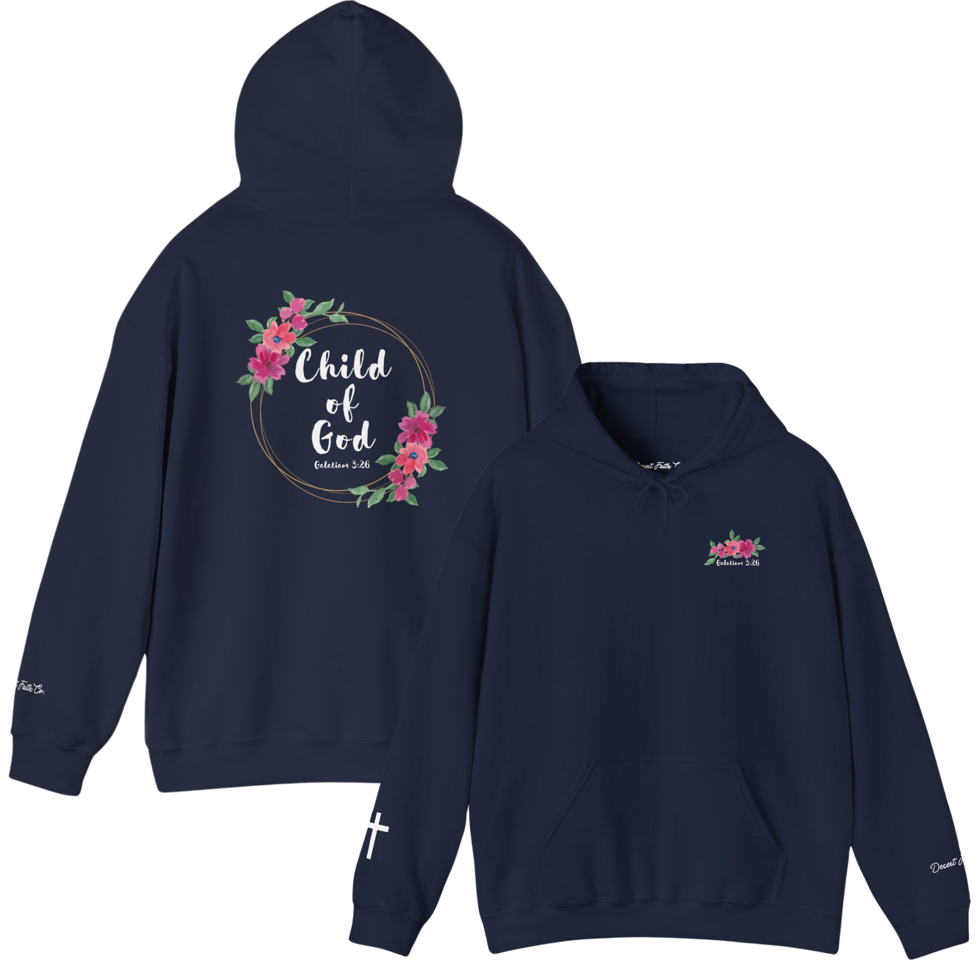 Navy Child of God - Galatians 3:26 Christian Printed Hoodie