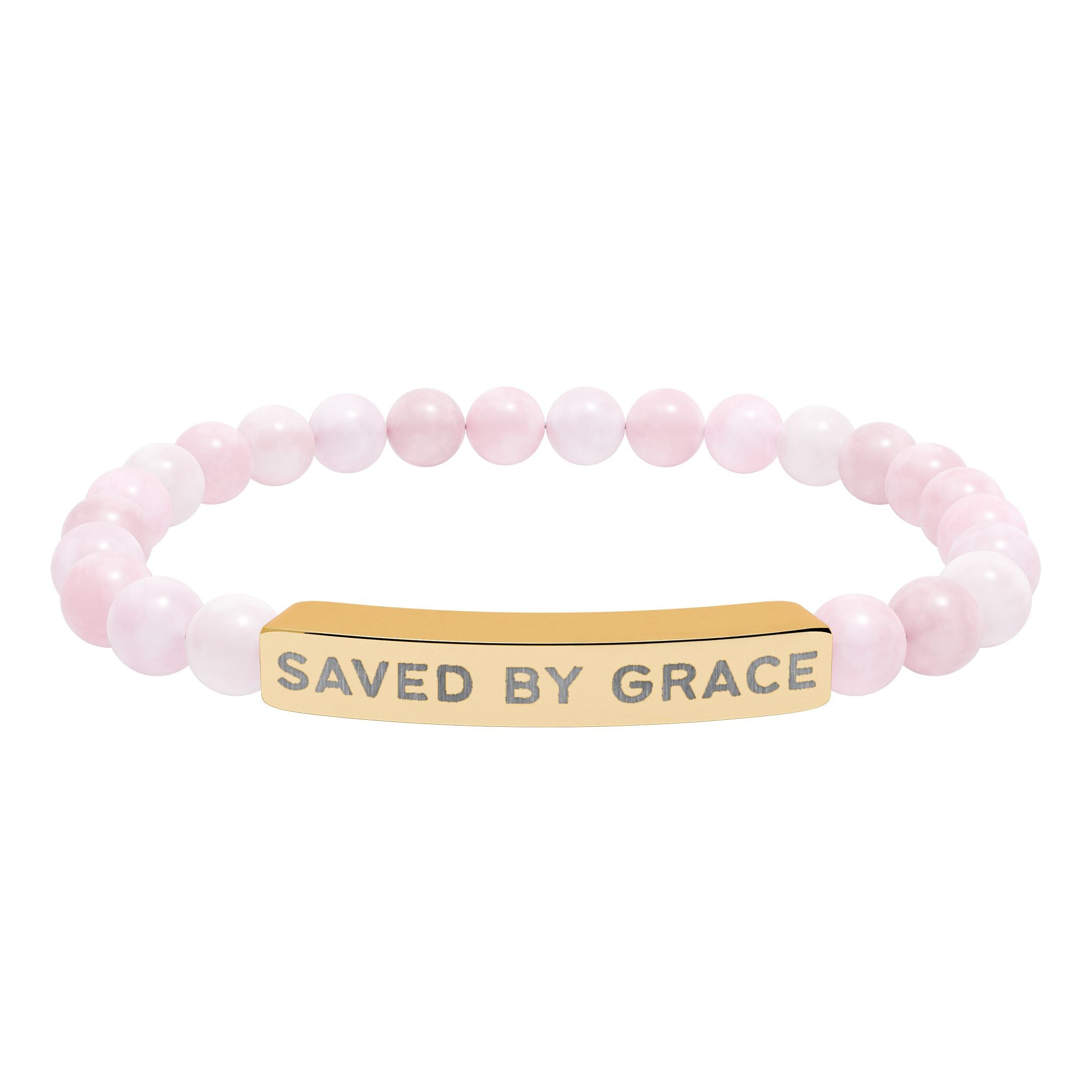 Saved By Grace Bracelet – Rose Quartz Natural Stone Stretch Bracelet