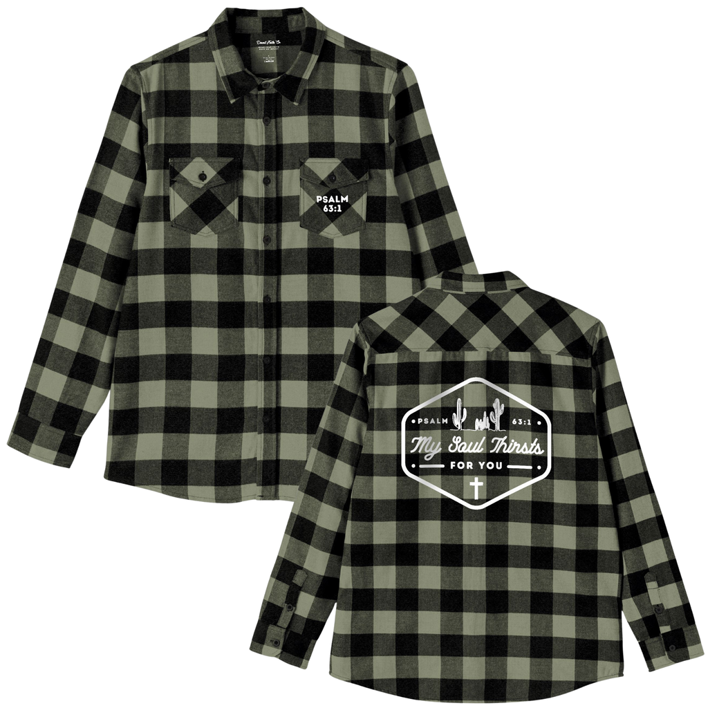 My Soul Thirsts for Him -Psalm 63:1 Green & Black Flannel