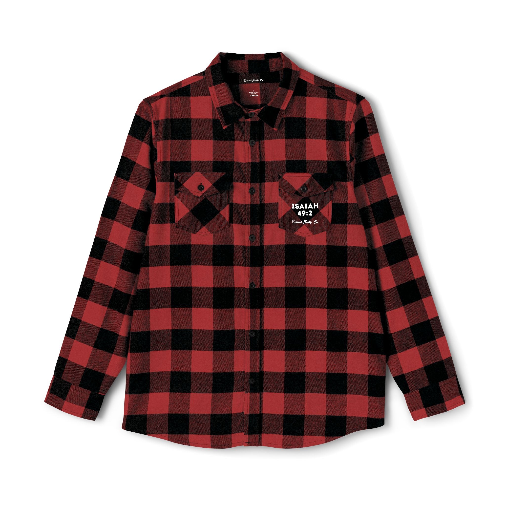 Polished Arrow – Isaiah 49:2 Red & Black Buffalo Plaid Christian Shirt