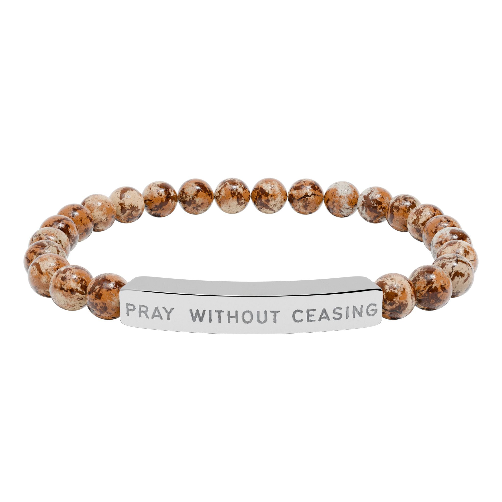 Pray Without Ceasing Bracelet – Brown Jasper Natural Stone Stretch Bracelet