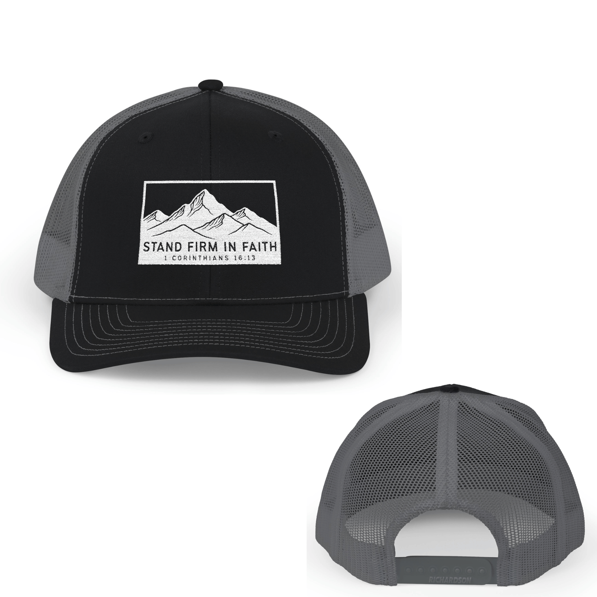 Grey Stand Firm in Faith – 1 Corinthians 16:13 Christian Trucker Hat
