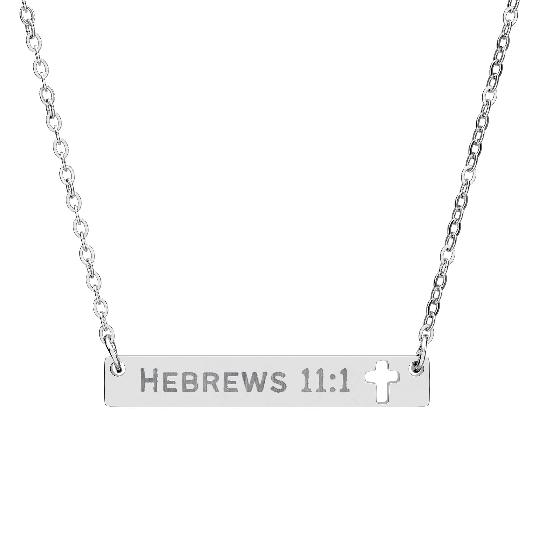 Faith Over Sight - Hebrews 11:1 Engraved Cross Necklace
