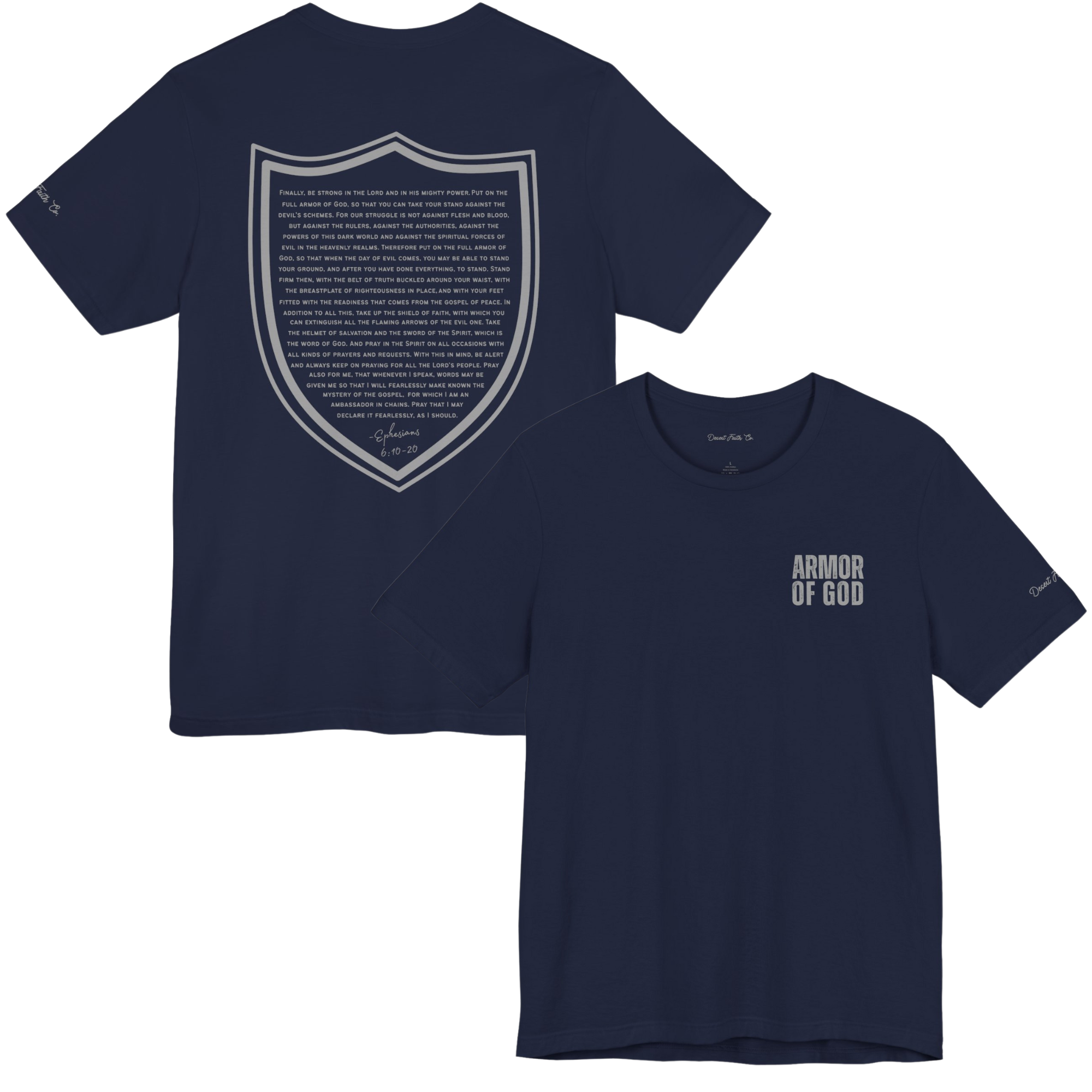 navy Armor of God - Ephesians 6:10-20 Christian T-Shirt