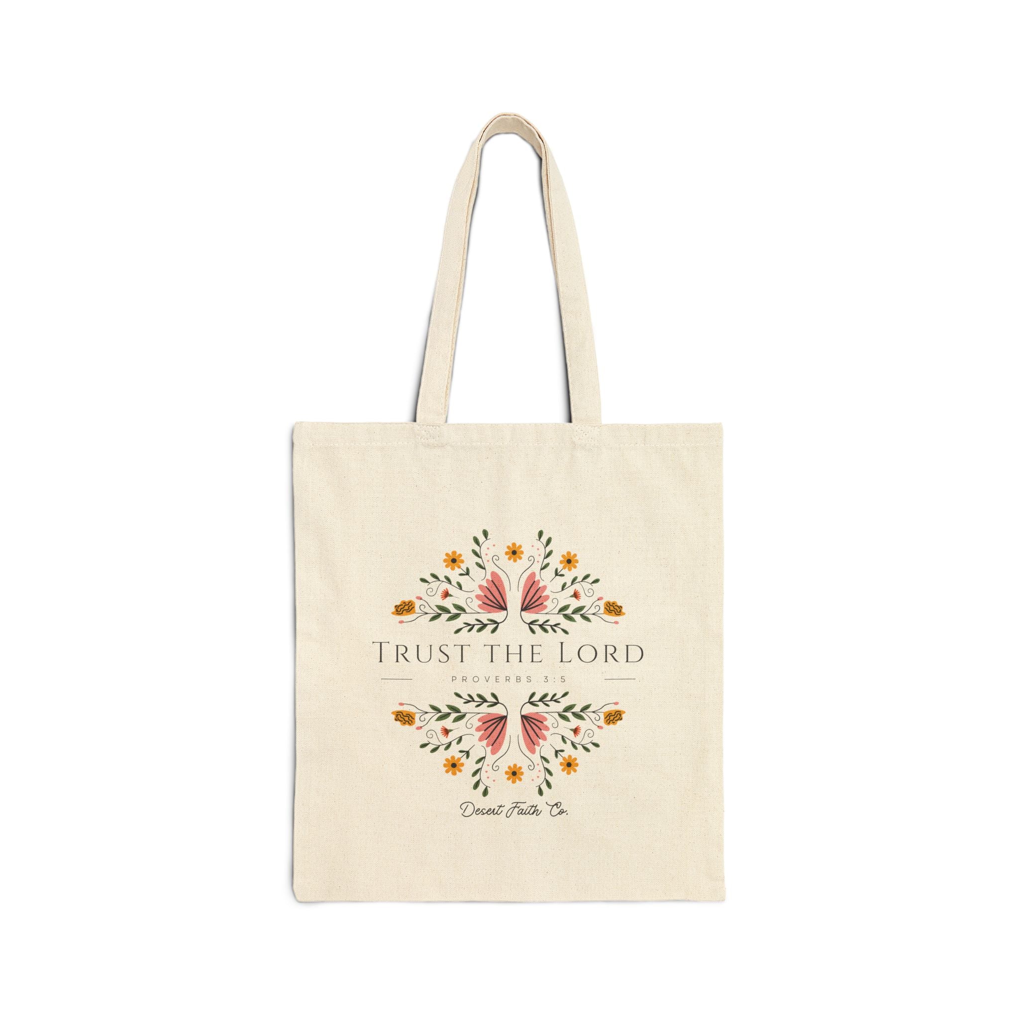 Trust the Lord - Proverbs 3:5 Floral Canvas Tote Bag