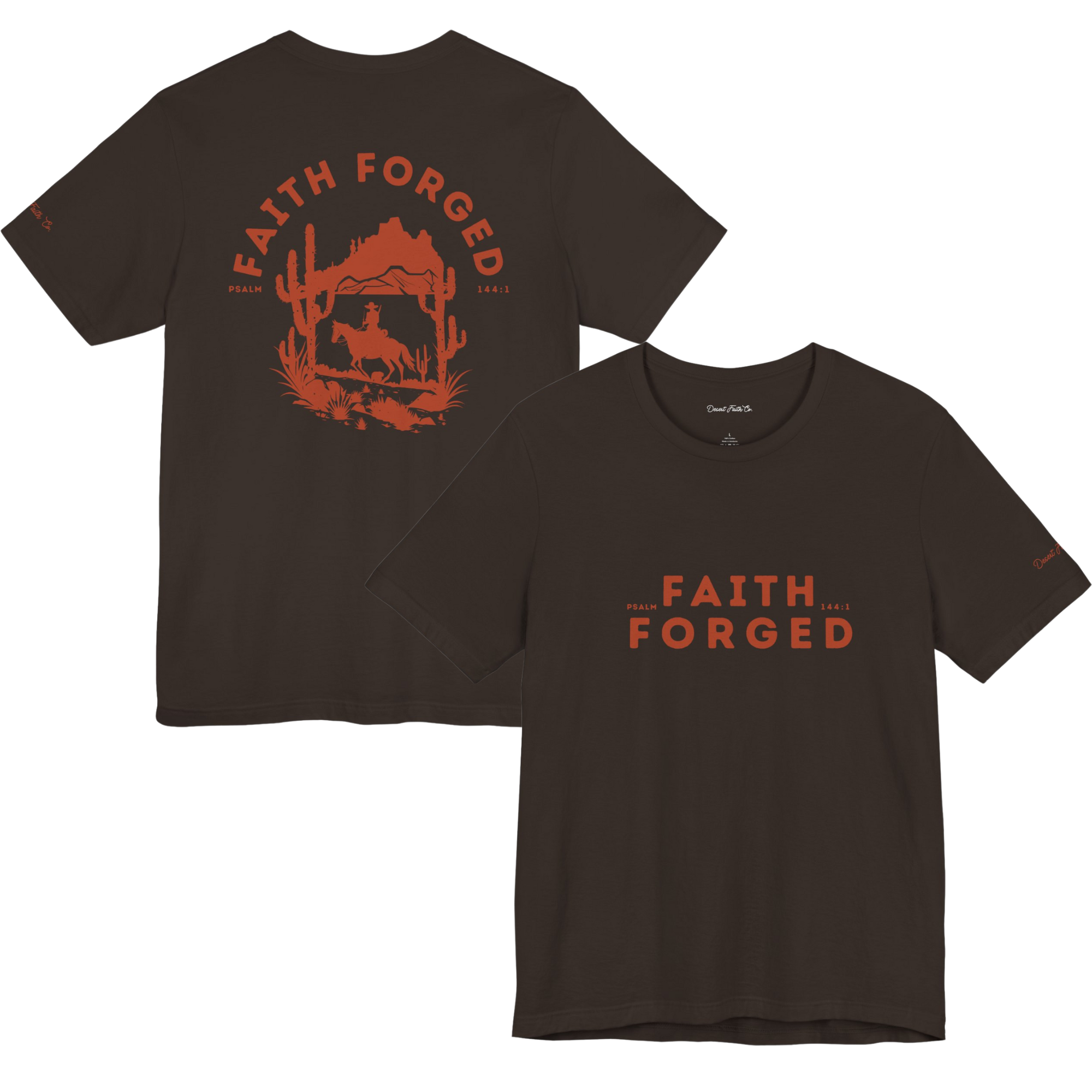 Brown Faith Forged - Psalm 144:1 Christian T-Shirt