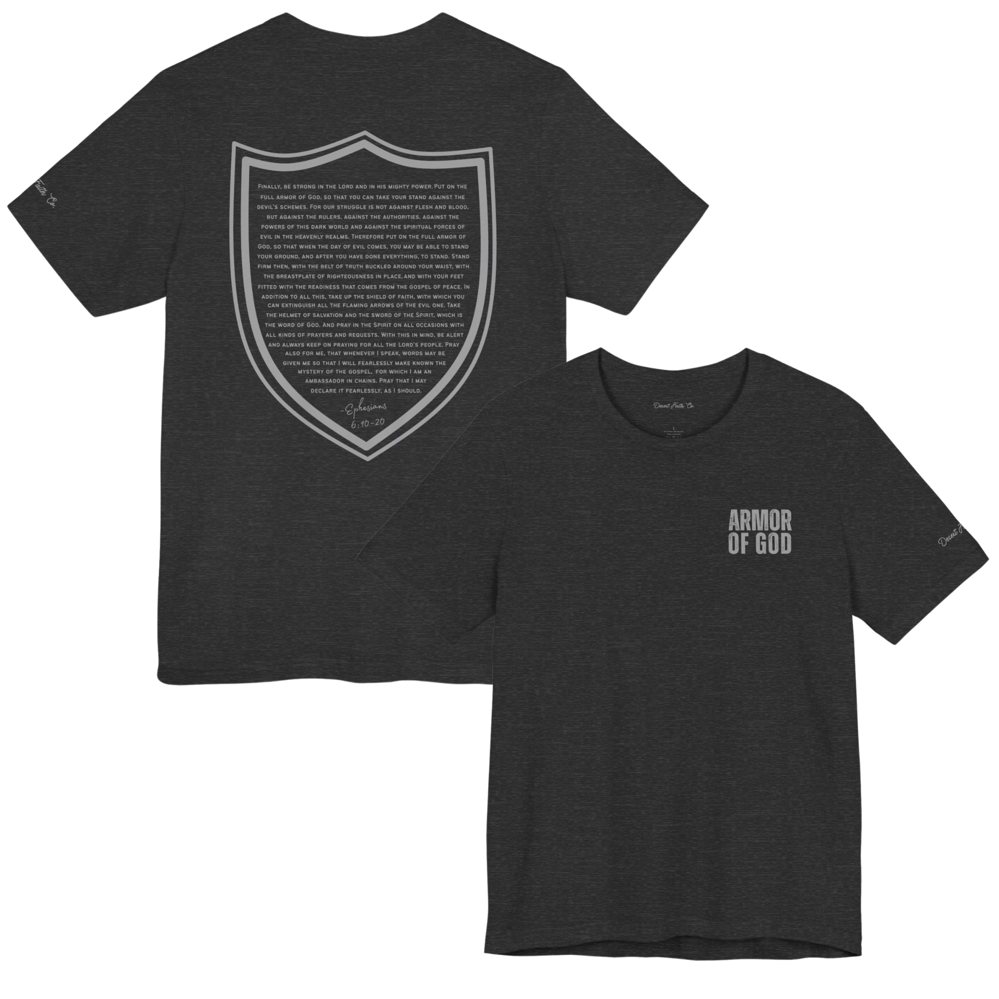 Grey Armor of God - Ephesians 6:10-20 Christian T-Shirt